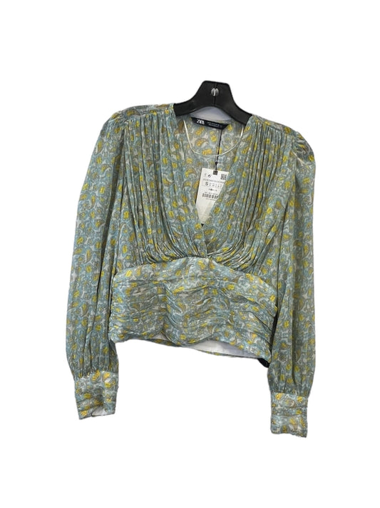 Top Long Sleeve By Zara In Green & Yellow, Size: S