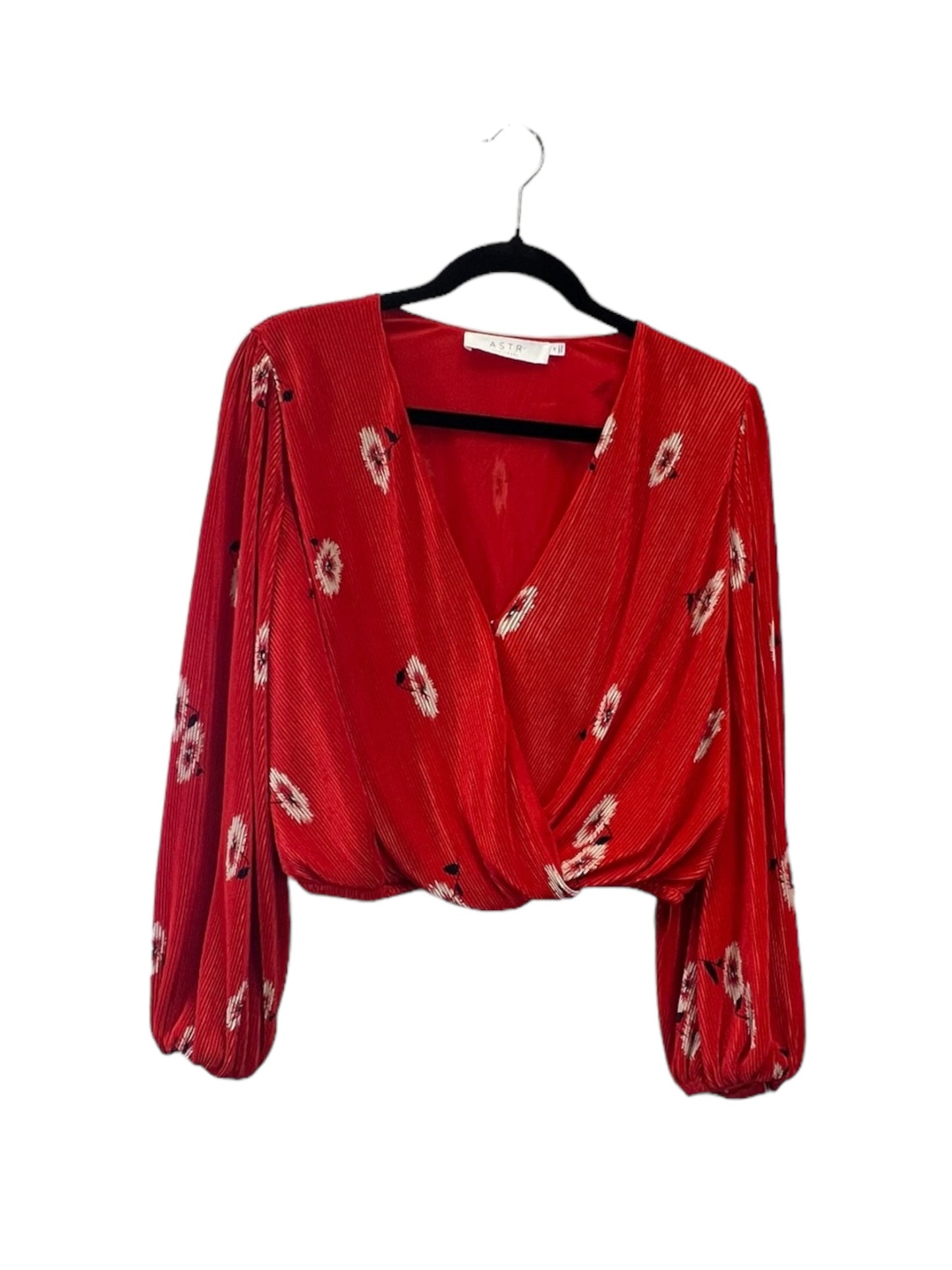 Top Long Sleeve Designer By Astr The Label In Red & Tan, Size: S