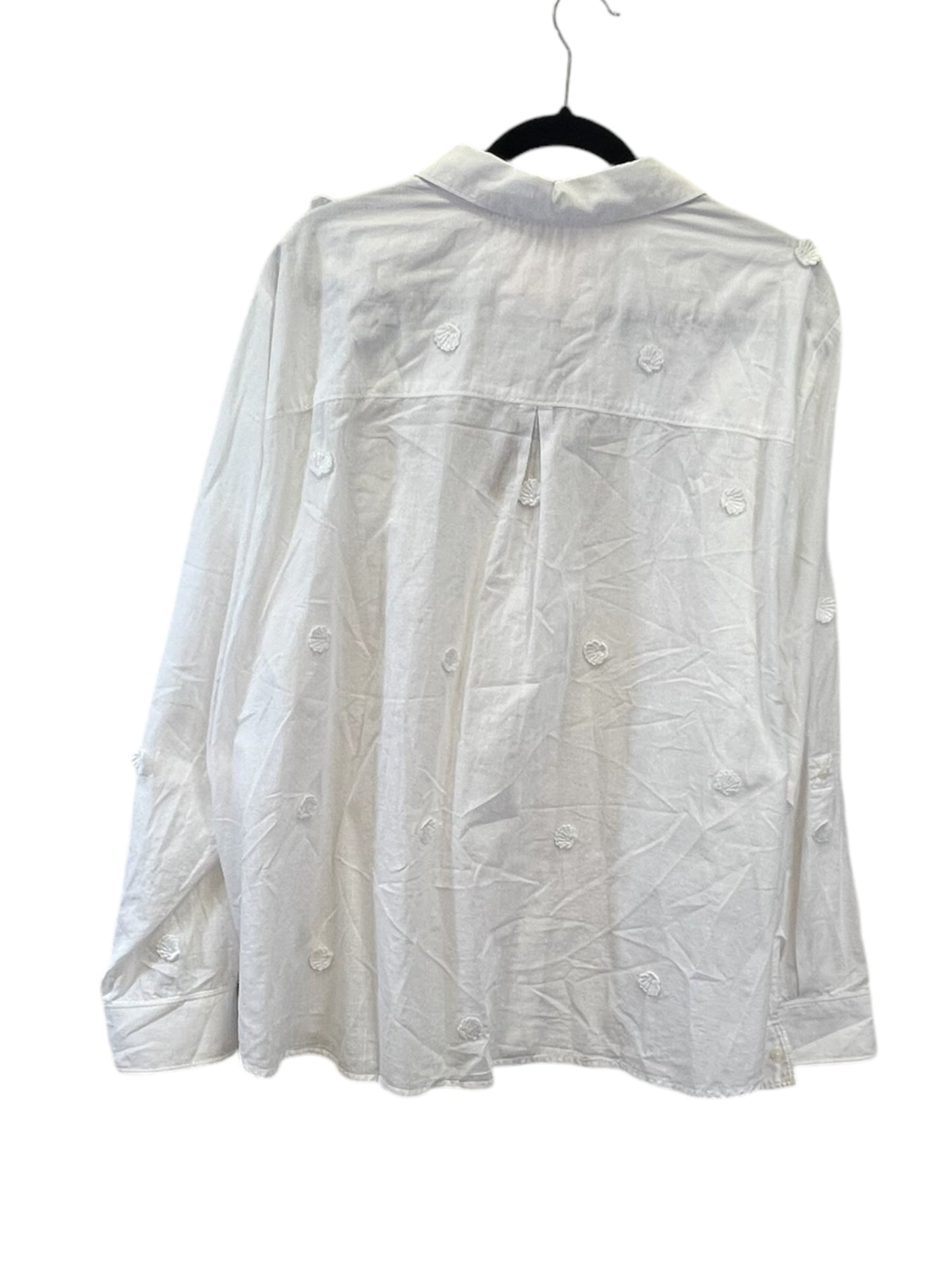 Top Long Sleeve Designer By Maeve In White, Size: 3x