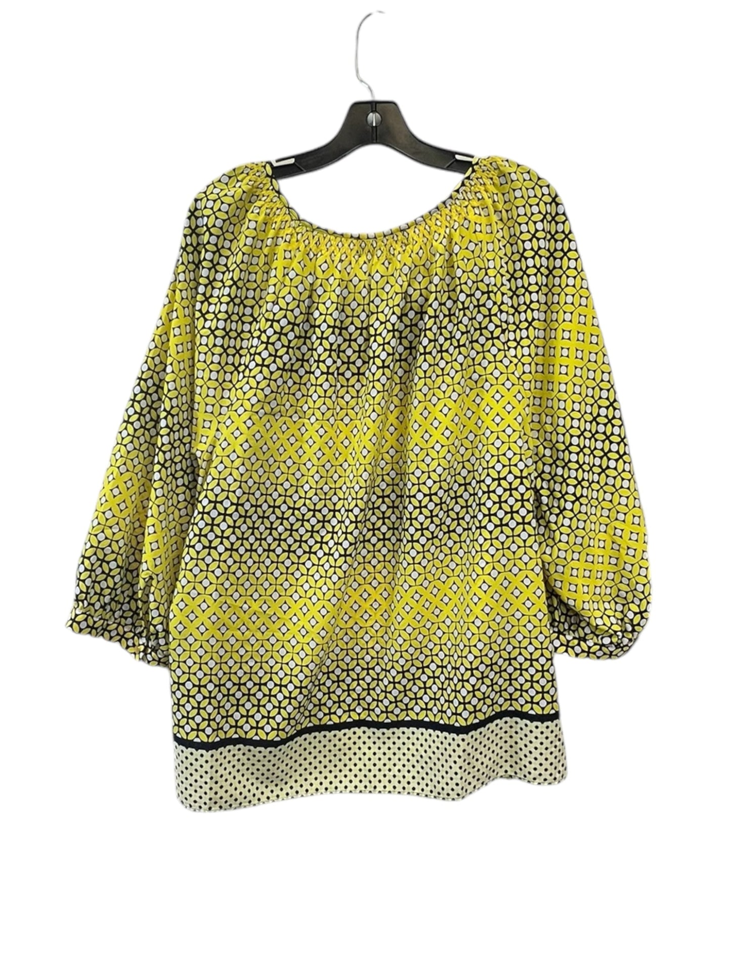 Top 3/4 Sleeve By Jones New York In Blue & Yellow, Size: 3x