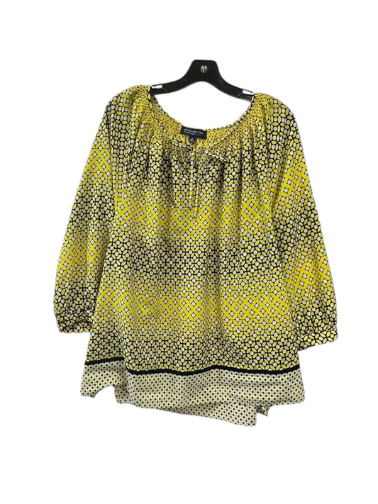 Top 3/4 Sleeve By Jones New York In Blue & Yellow, Size: 3x