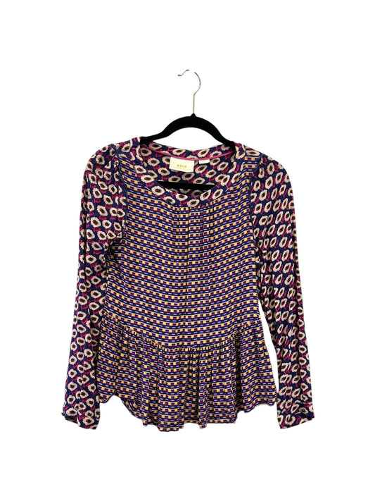 Top Long Sleeve Designer By Maeve In Purple & Yellow, Size: Xs