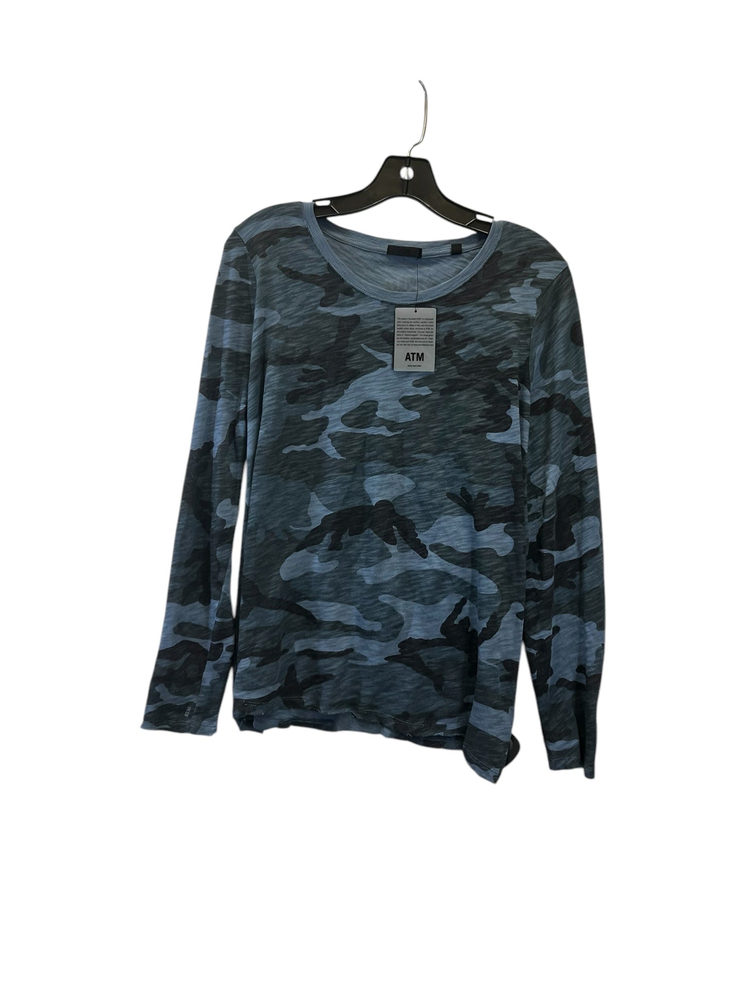 Top Long Sleeve Designer By Atm In Black & Blue, Size: L