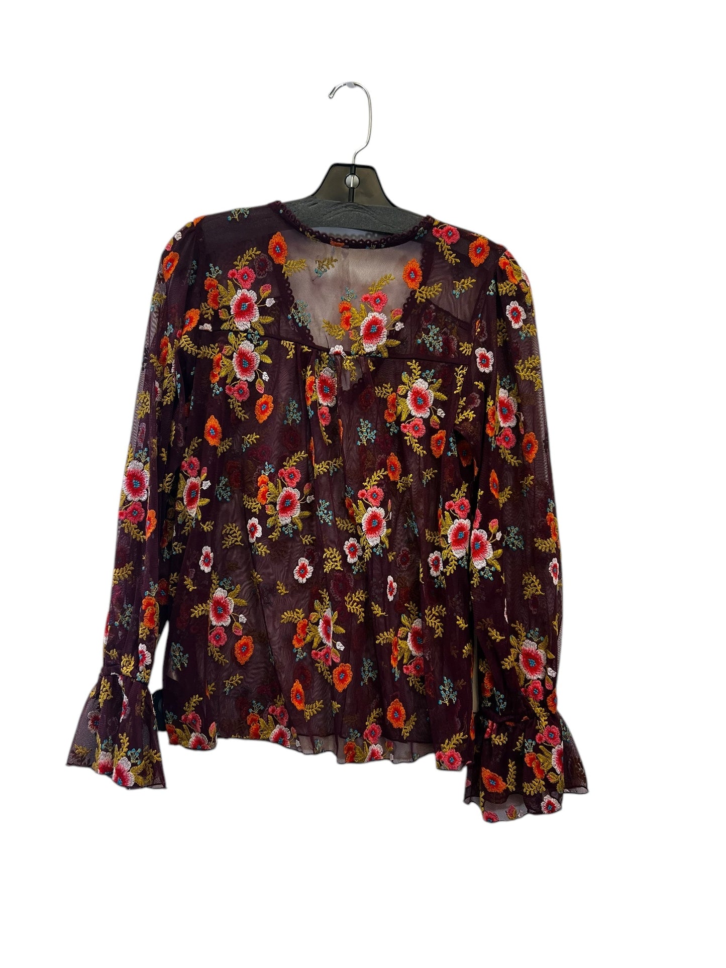 Top Long Sleeve By Anthropologie In Floral Print, Size: S