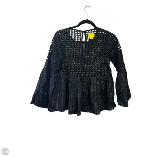 Top Long Sleeve Designer By Maeve In Black & Gold, Size: Xs