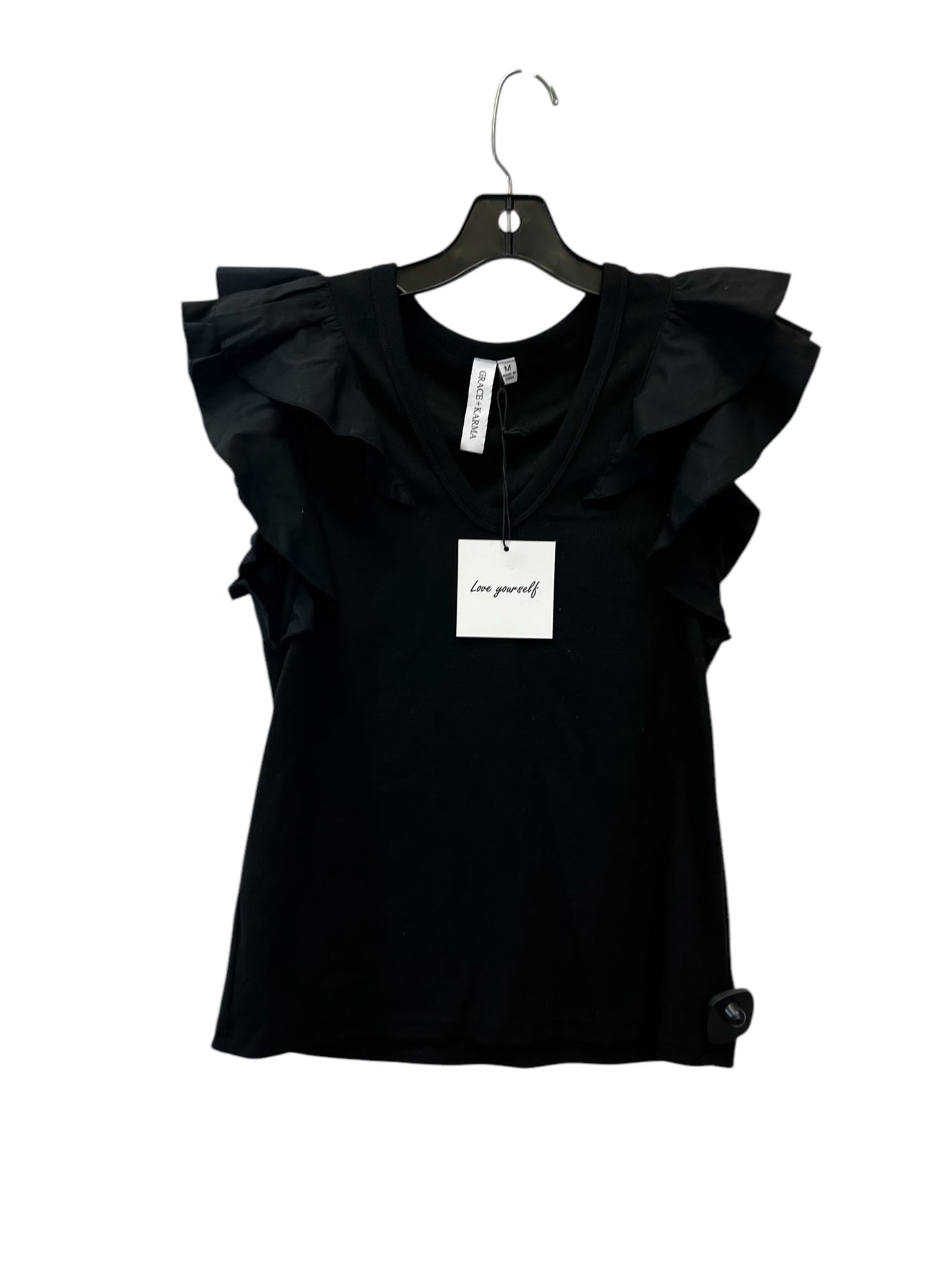 Top Short Sleeve By Clothes Mentor In Black, Size: M