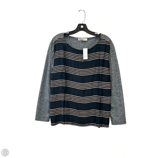Top Long Sleeve By Loft In Blue & Grey, Size: L
