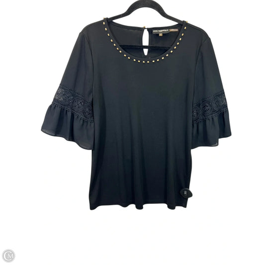 Top Short Sleeve Designer By Karl Lagerfeld In Black, Size: M