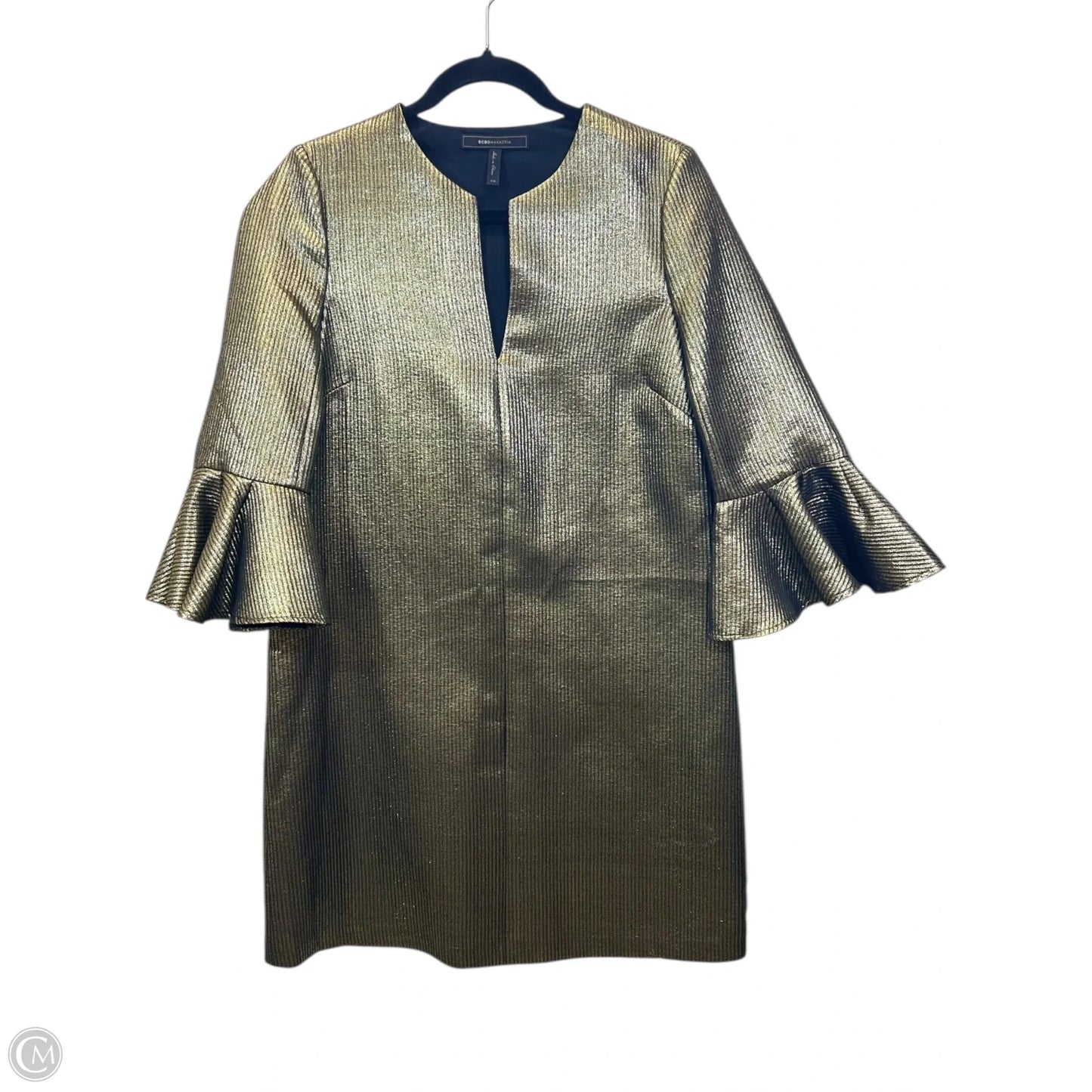 Dress Designer By Bcbgmaxazria In Black & Gold, Size: Xs