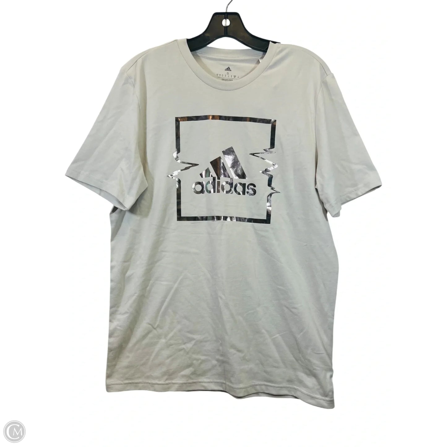 Athletic Top Short Sleeve By Adidas In Cream, Size: S