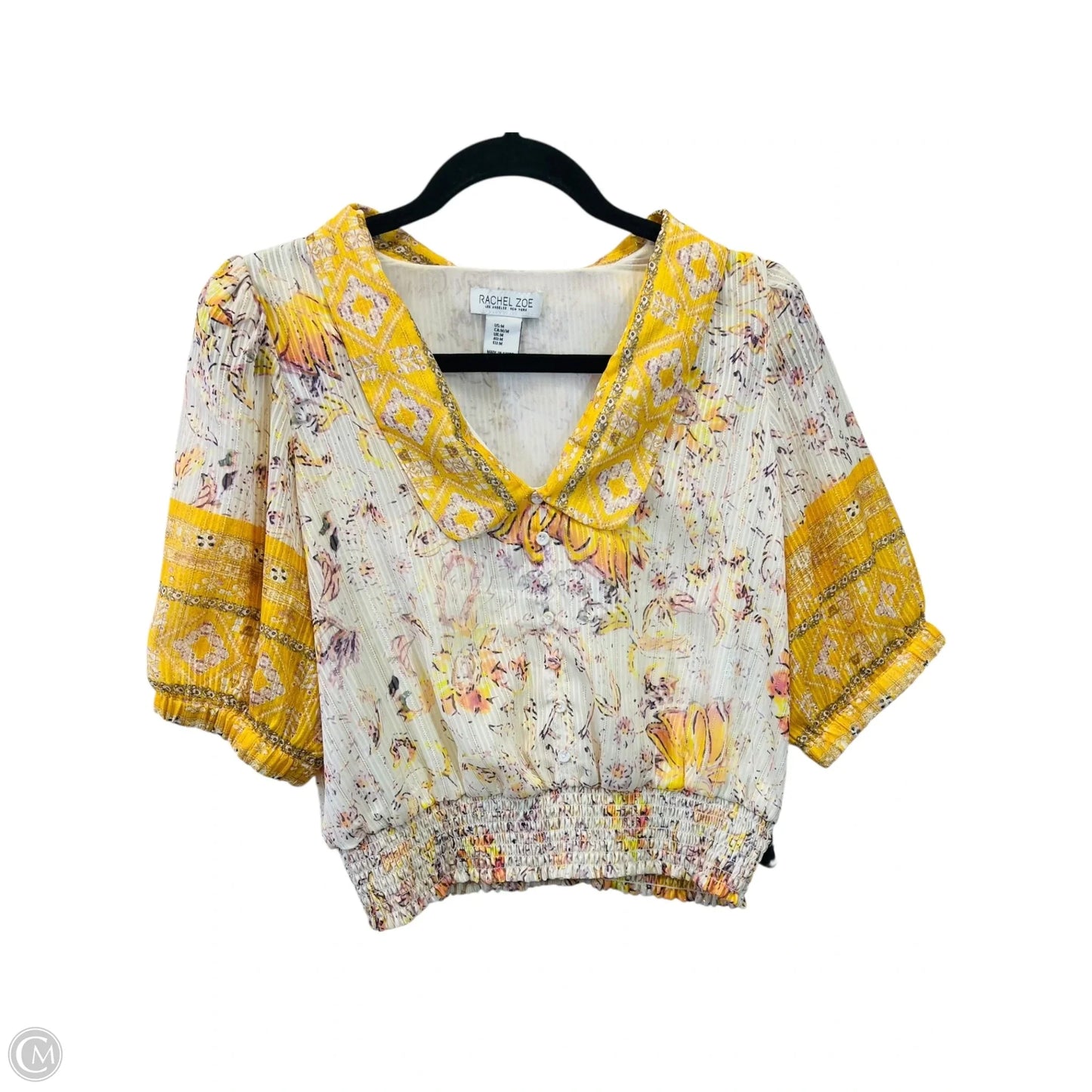 Top Short Sleeve By Rachel Zoe In Gold & Yellow, Size: M