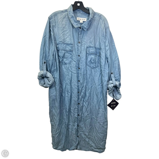 Tunic Long Sleeve By Ava & Viv In Blue Denim, Size: 2x