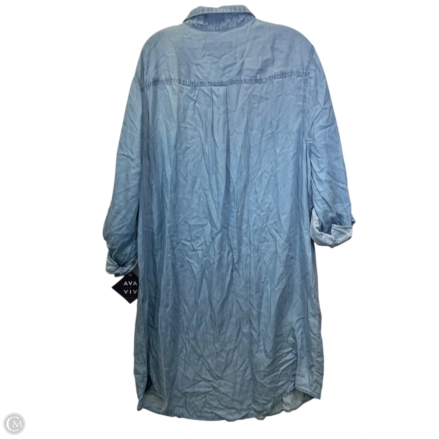 Tunic Long Sleeve By Ava & Viv In Blue Denim, Size: 2x