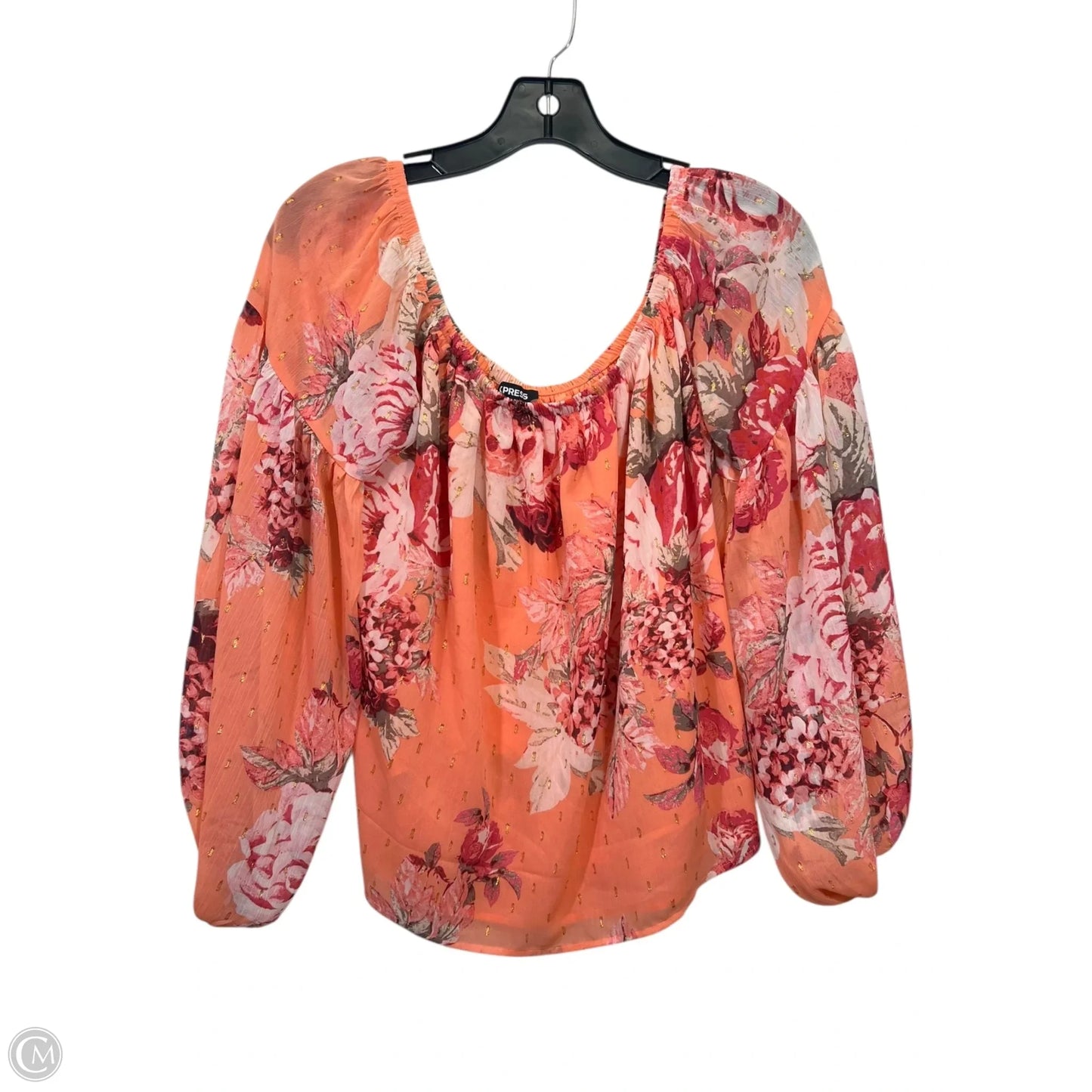 Top Long Sleeve By Express In Orange & Pink, Size: M