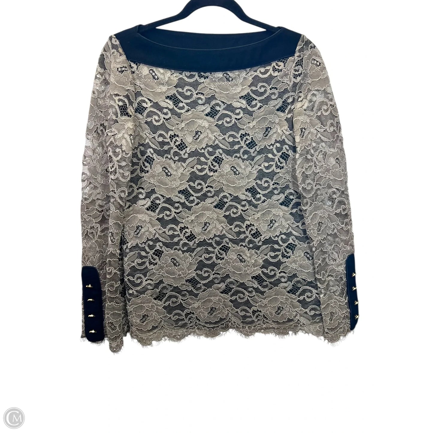 Top Long Sleeve Designer By Tory Burch In Black & Brown, Size: S