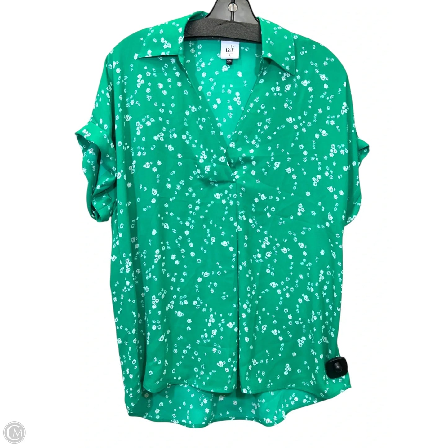 Top Short Sleeve By Cabi In Green & White, Size: S