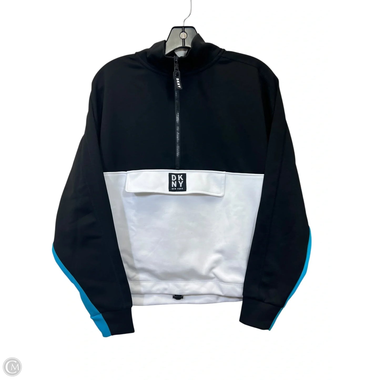 Top Long Sleeve By Dkny In Black & Blue, Size: S