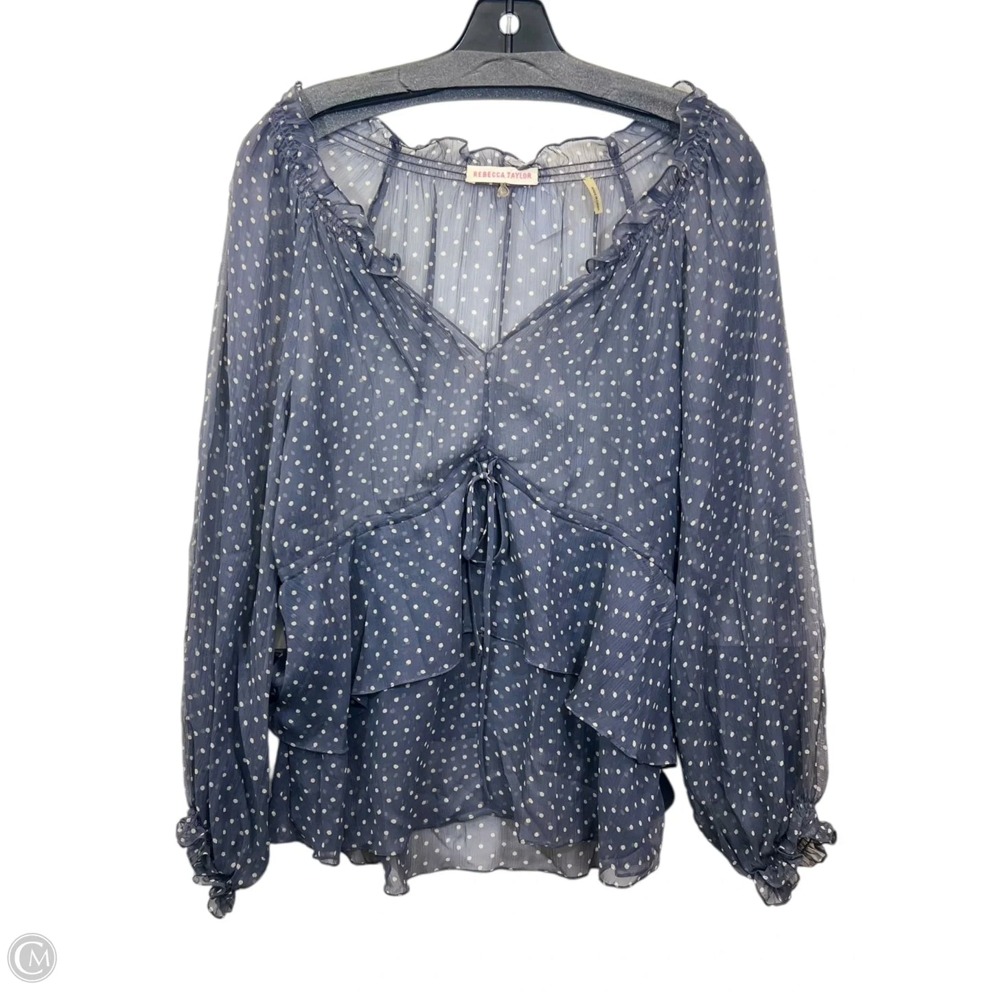 Top Long Sleeve Designer By Rebecca Taylor In Polkadot Pattern, Size: Xs