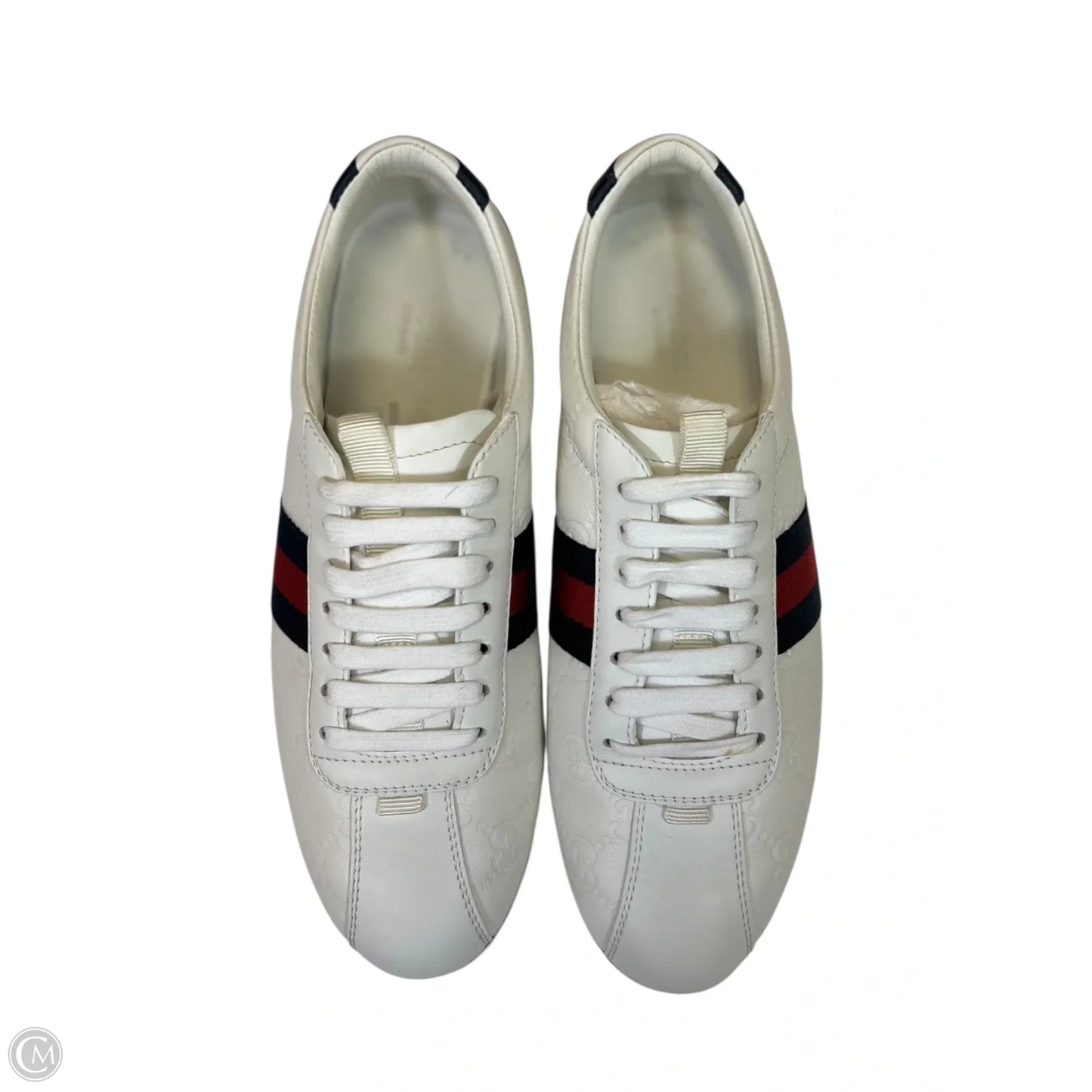 Shoes Luxury Designer By Gucci In Blue & Red & White, Size: 8