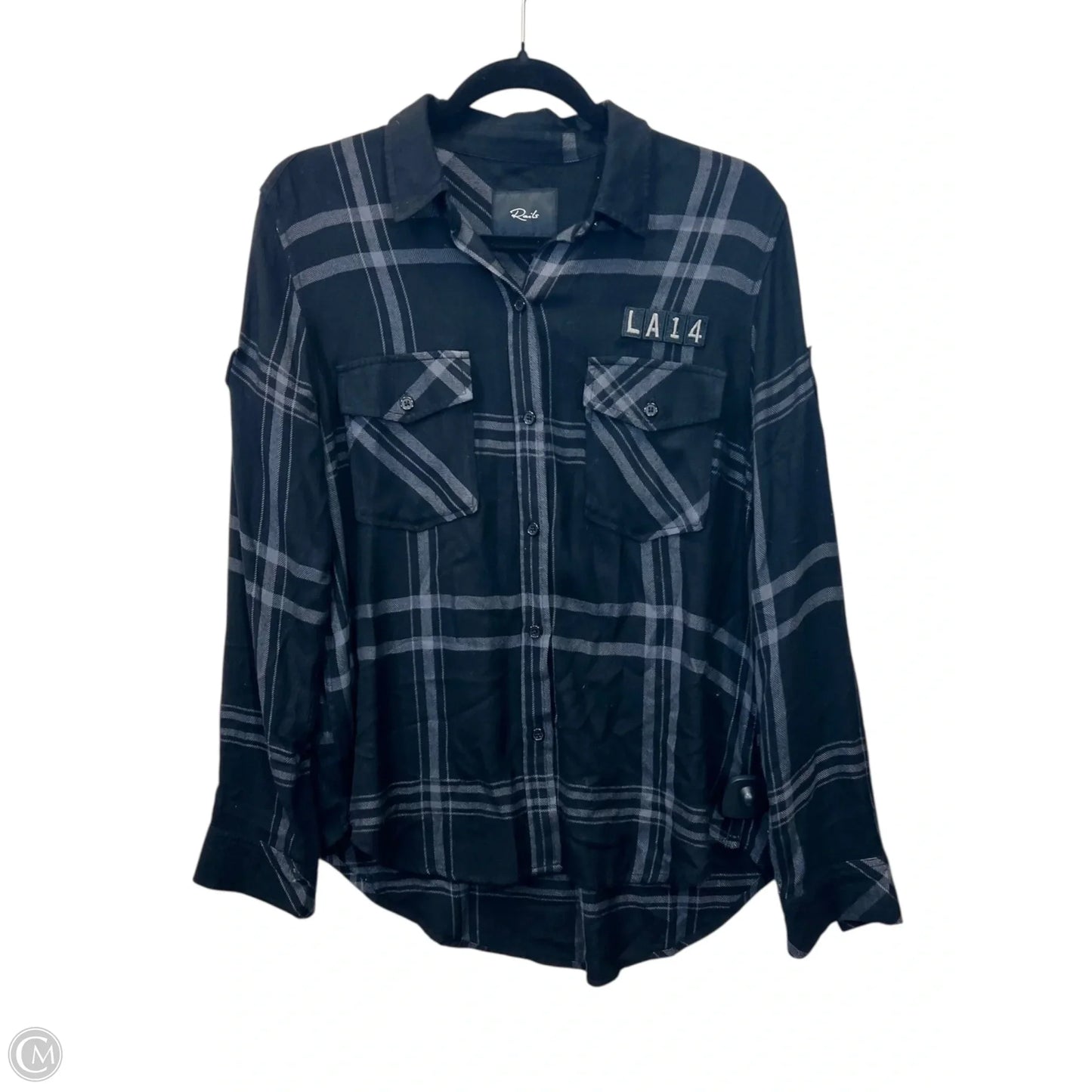 Top Long Sleeve Designer By Rails In Black & Grey, Size: S