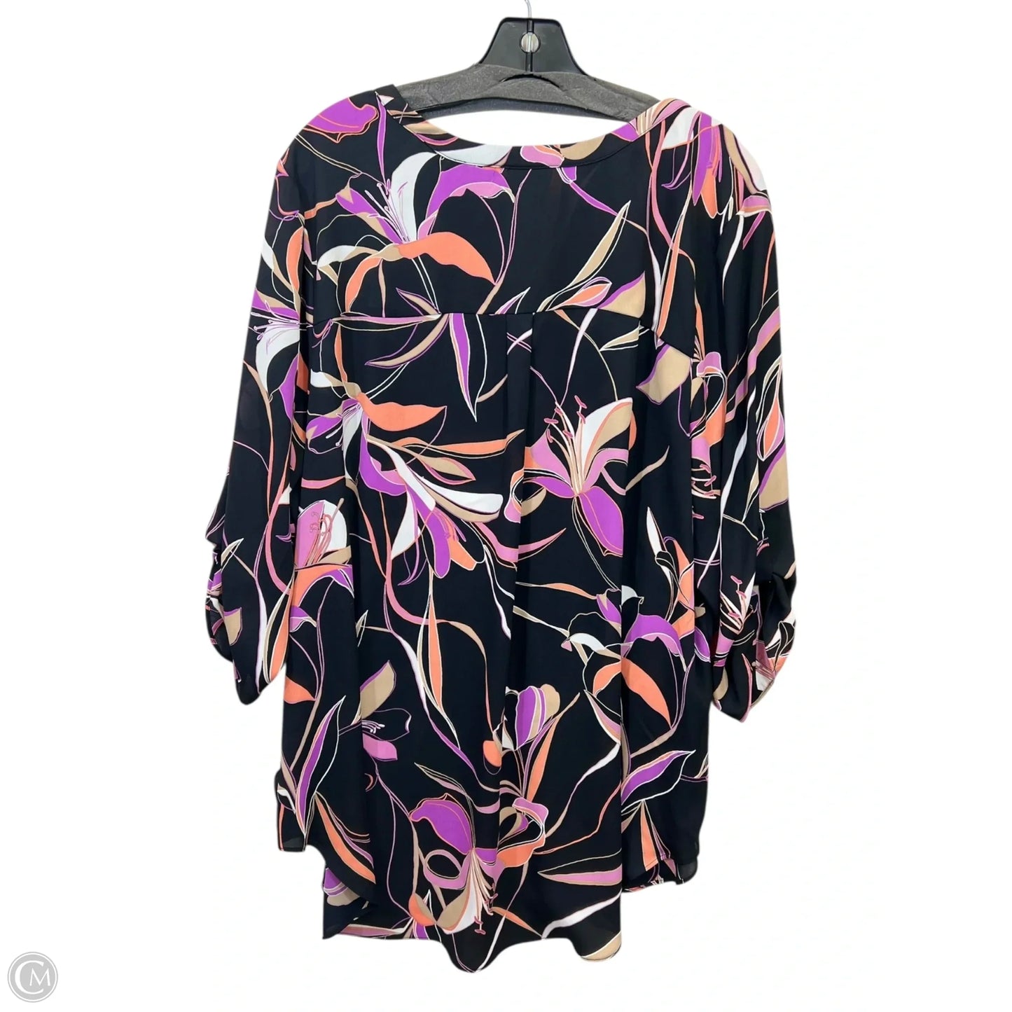 Top Short Sleeve By Worthington In Black & Purple, Size: 2x