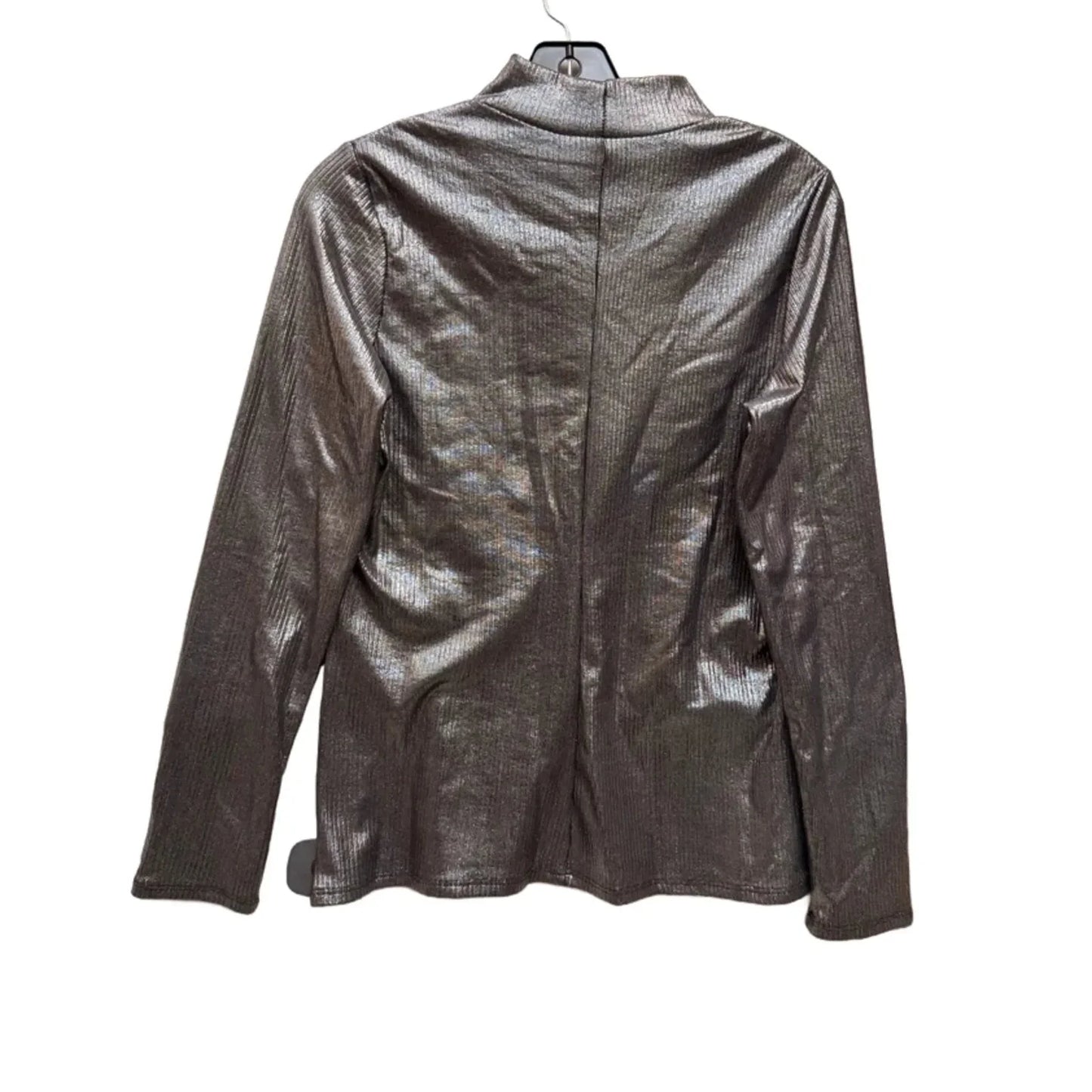 Top Long Sleeve By Express In Grey/Metallic, Size: M