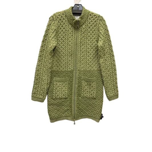 Sweater Cardigan Designer By AranCrafts In Green, Size: S