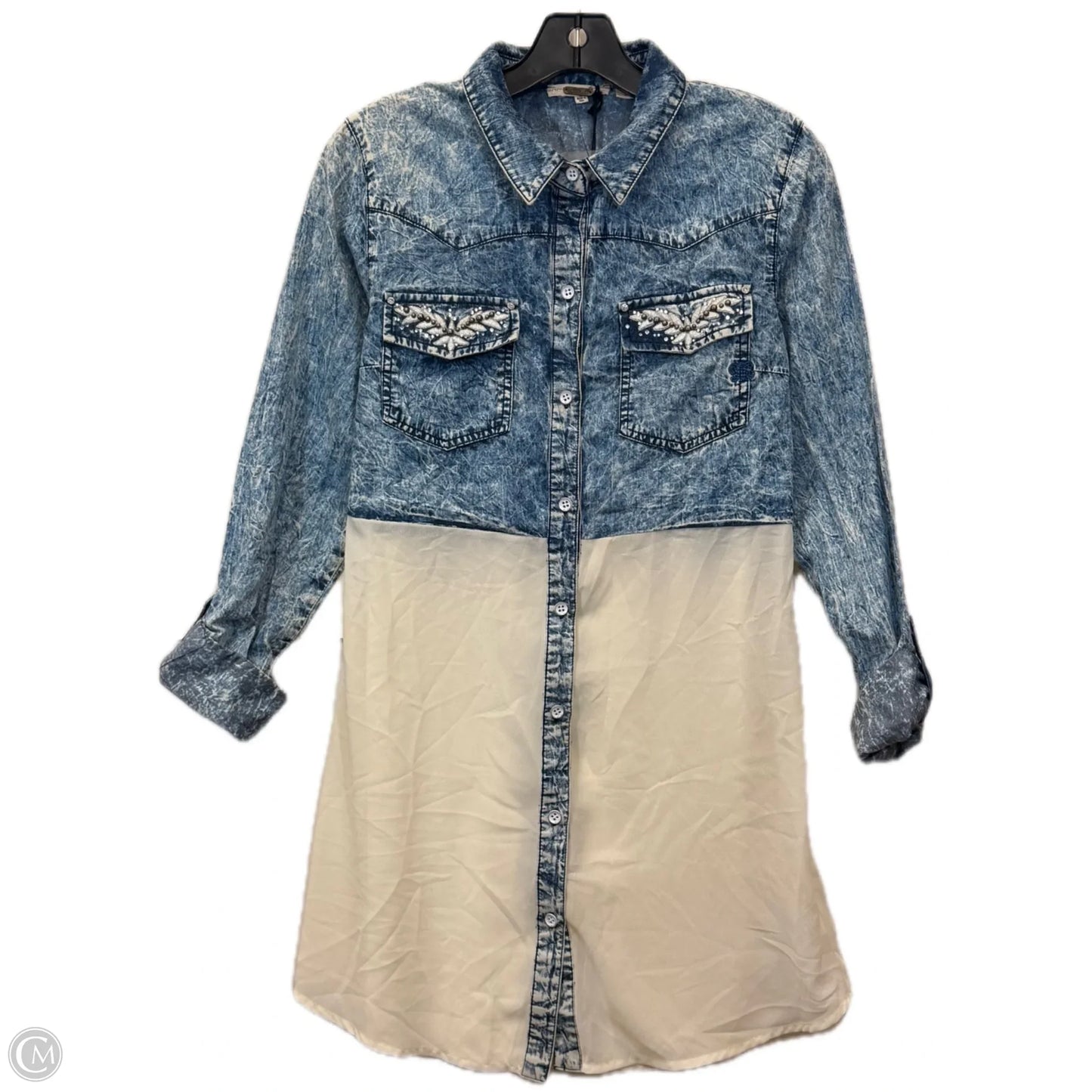 Tunic Long Sleeve By Miss Me In Blue Denim, Size: M