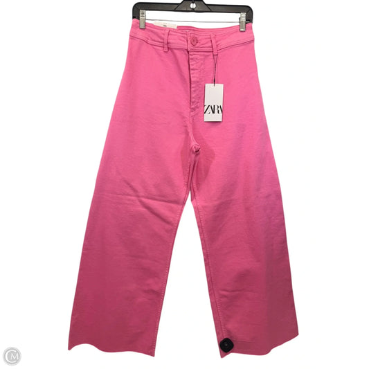 Jeans Wide Leg By Zara In Pink, Size: 10