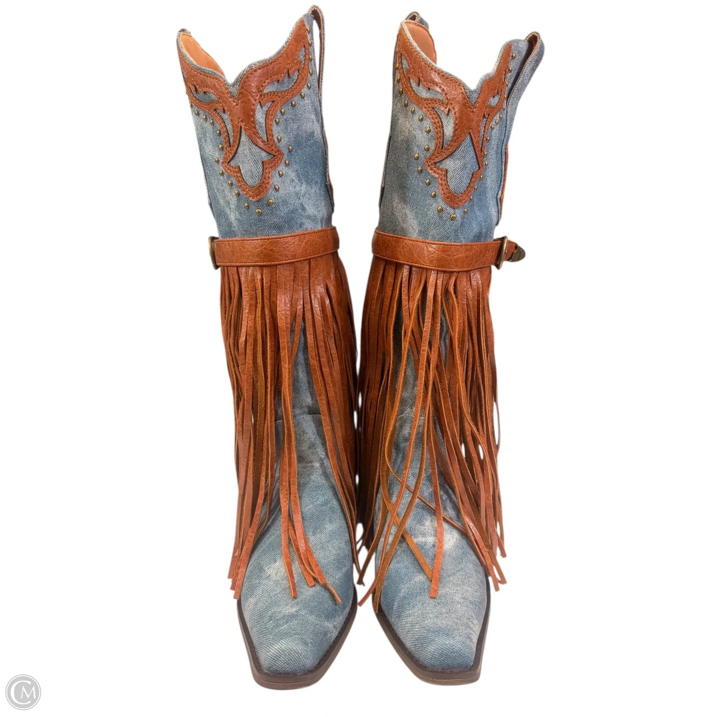 Boots Western In Blue Denim, Size: 8