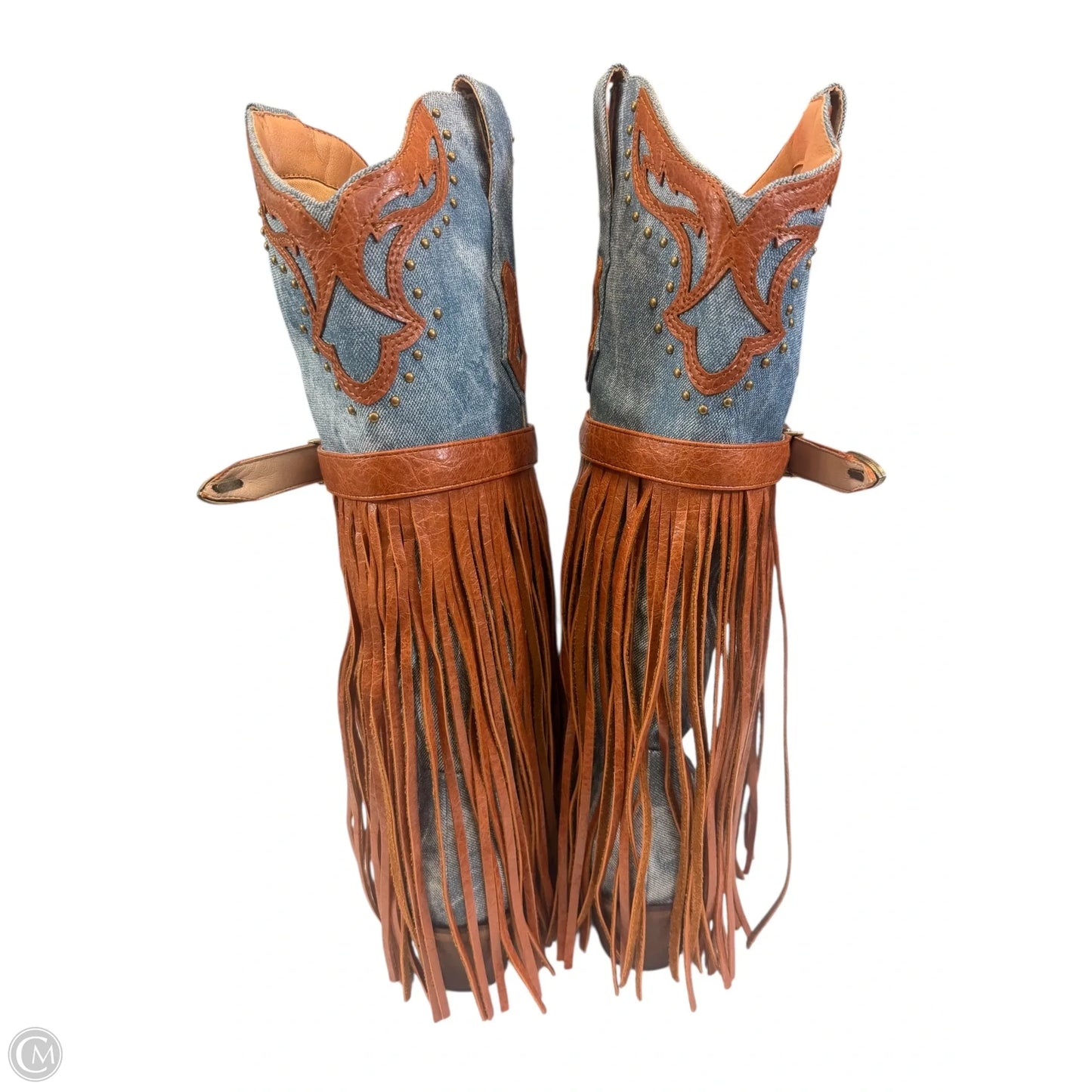 Boots Western In Blue Denim, Size: 8