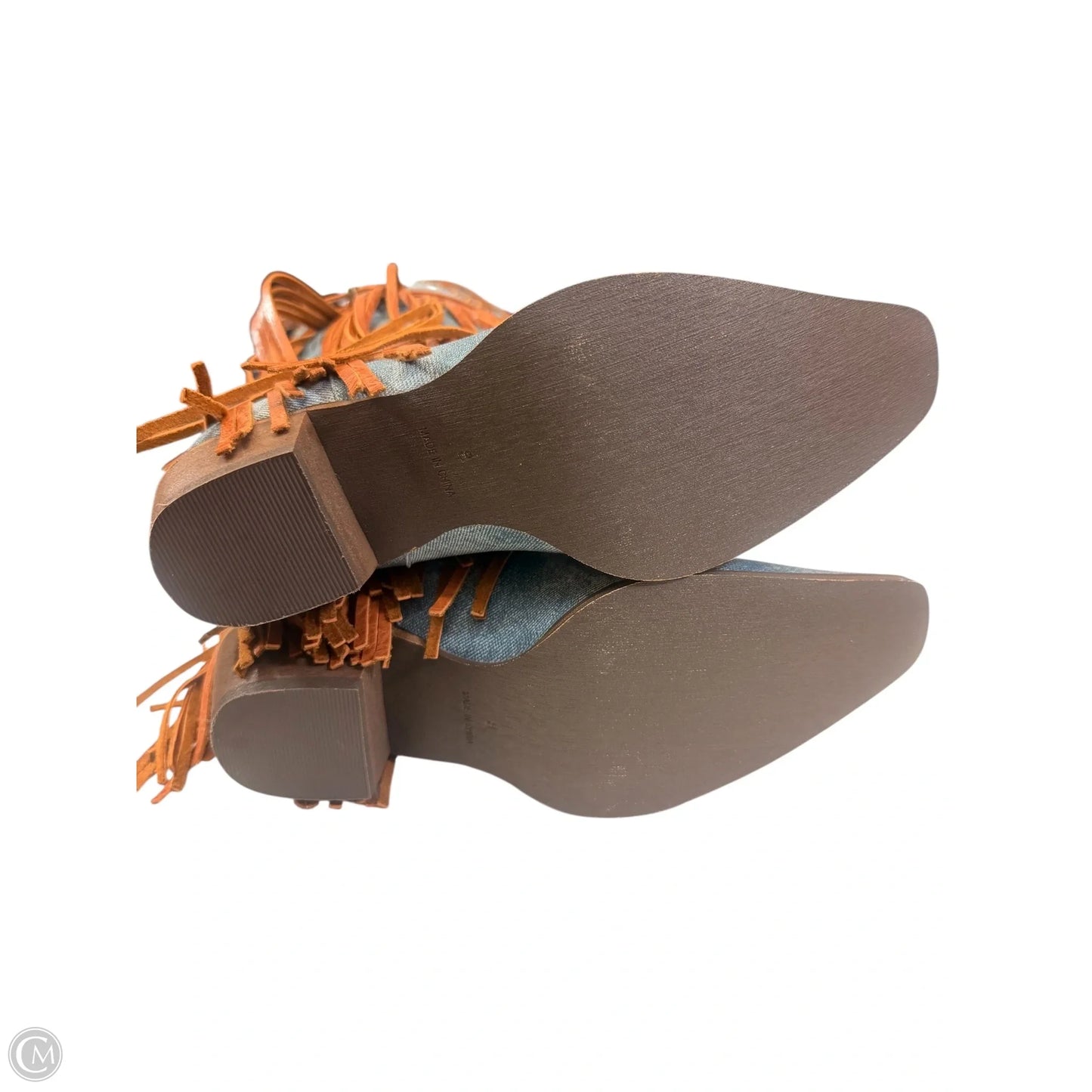 Boots Western In Blue Denim, Size: 8