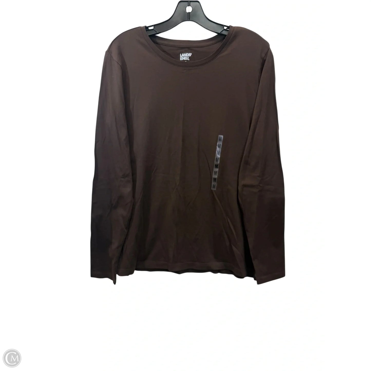 Top Long Sleeve Basic By Lands End In Brown, Size: M