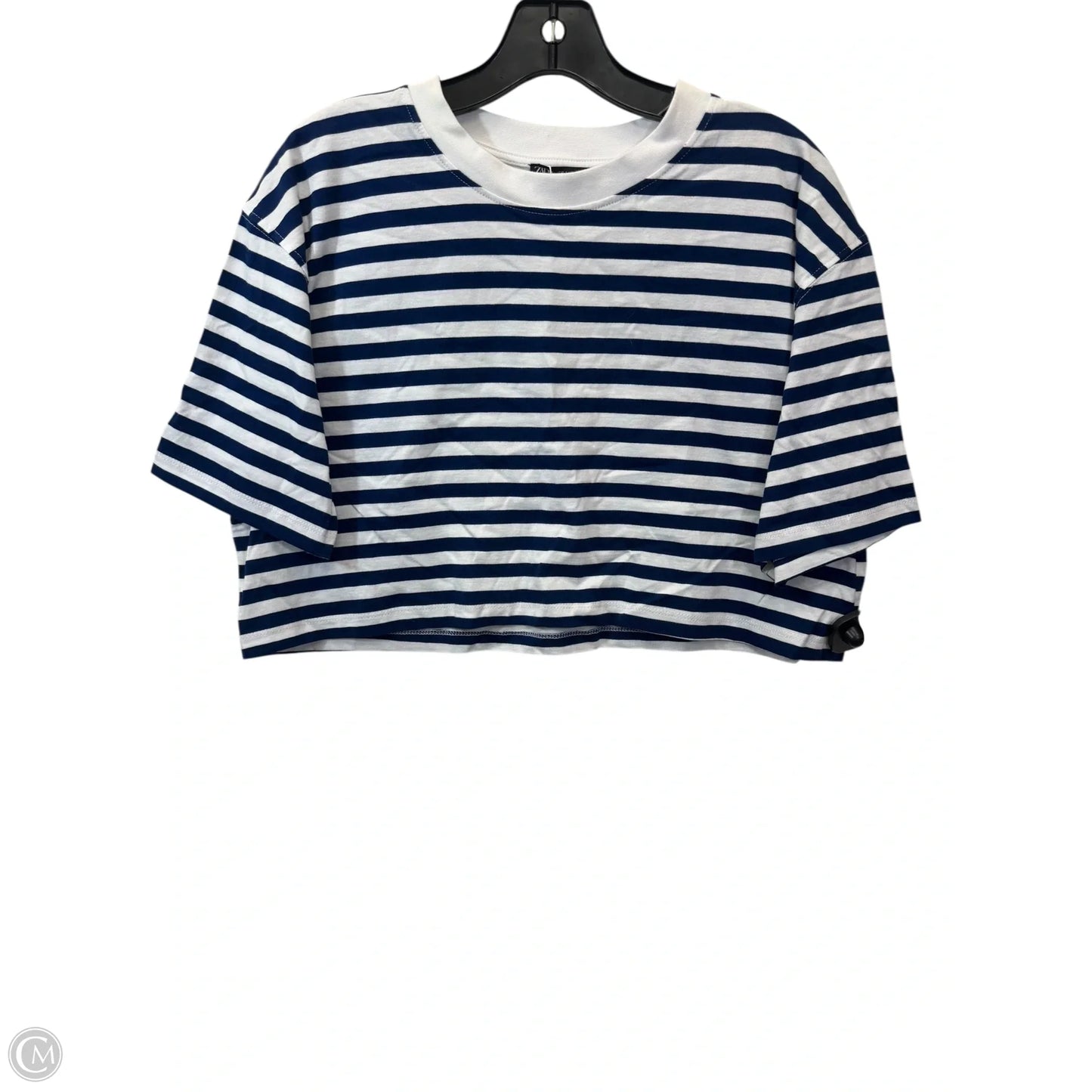 Top Short Sleeve By Zara In Striped Pattern, Size: L