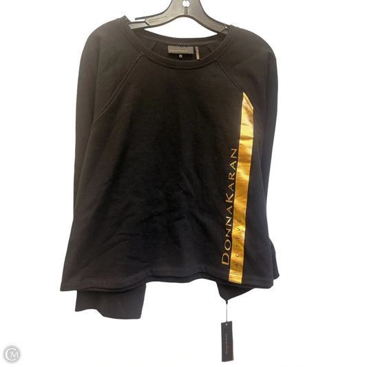 Sweatshirt Crewneck By Donna Karan In Black & Gold, Size: L