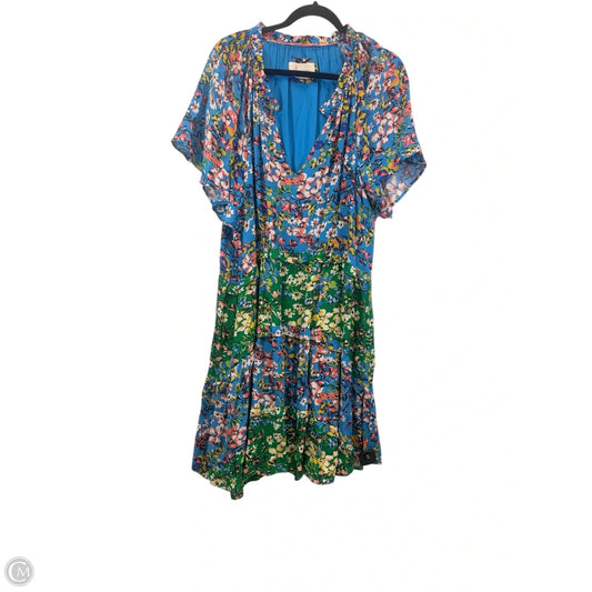 Dress Casual Midi By Anthropologie In Blue & Green, Size: Xl