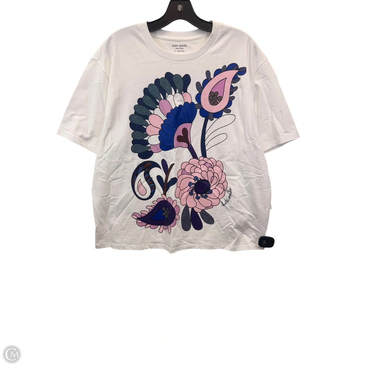 Top Short Sleeve Designer By Kate Spade In Blue & Purple, Size: Xl