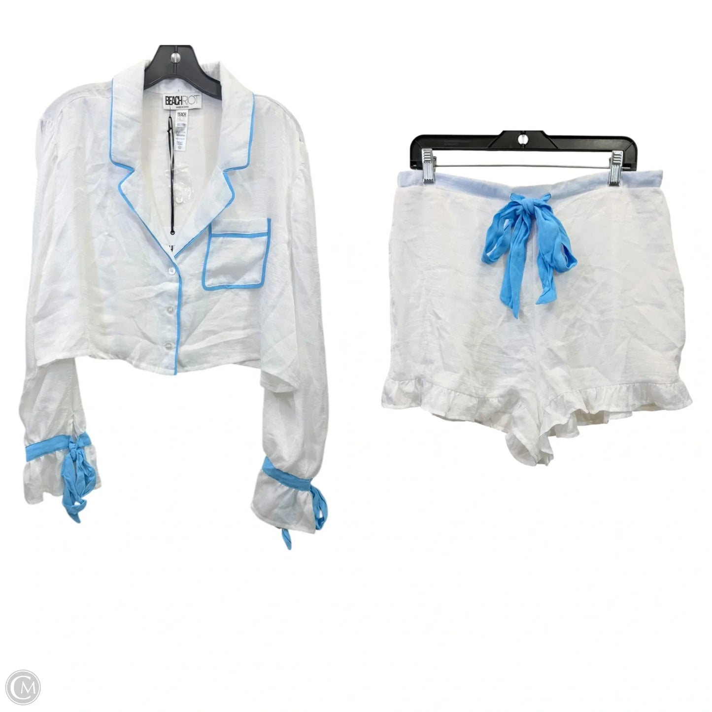 Swimwear Cover-up By Beach Riot In Blue & White, Size: Xl