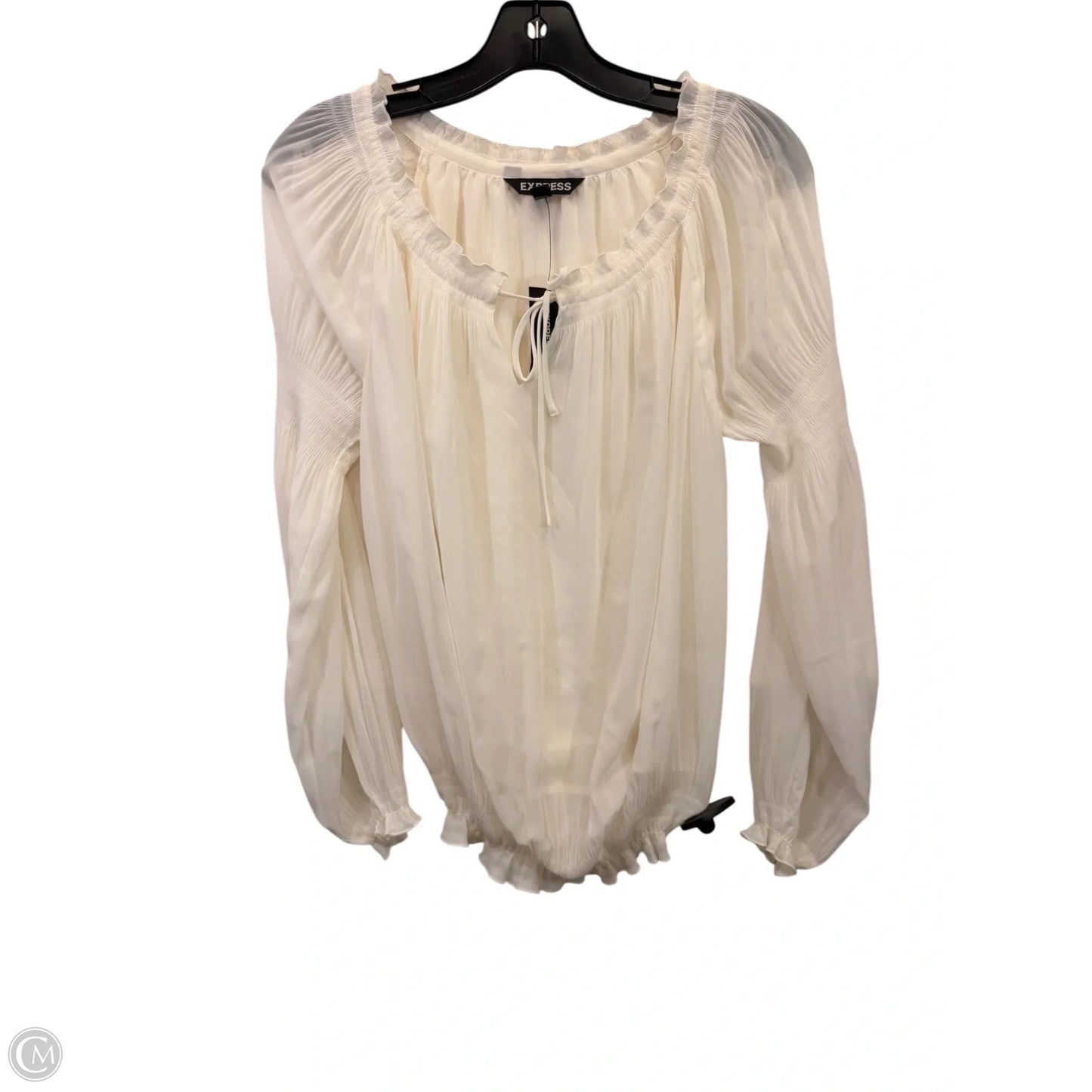 Top Long Sleeve By Express In Cream, Size: Xs