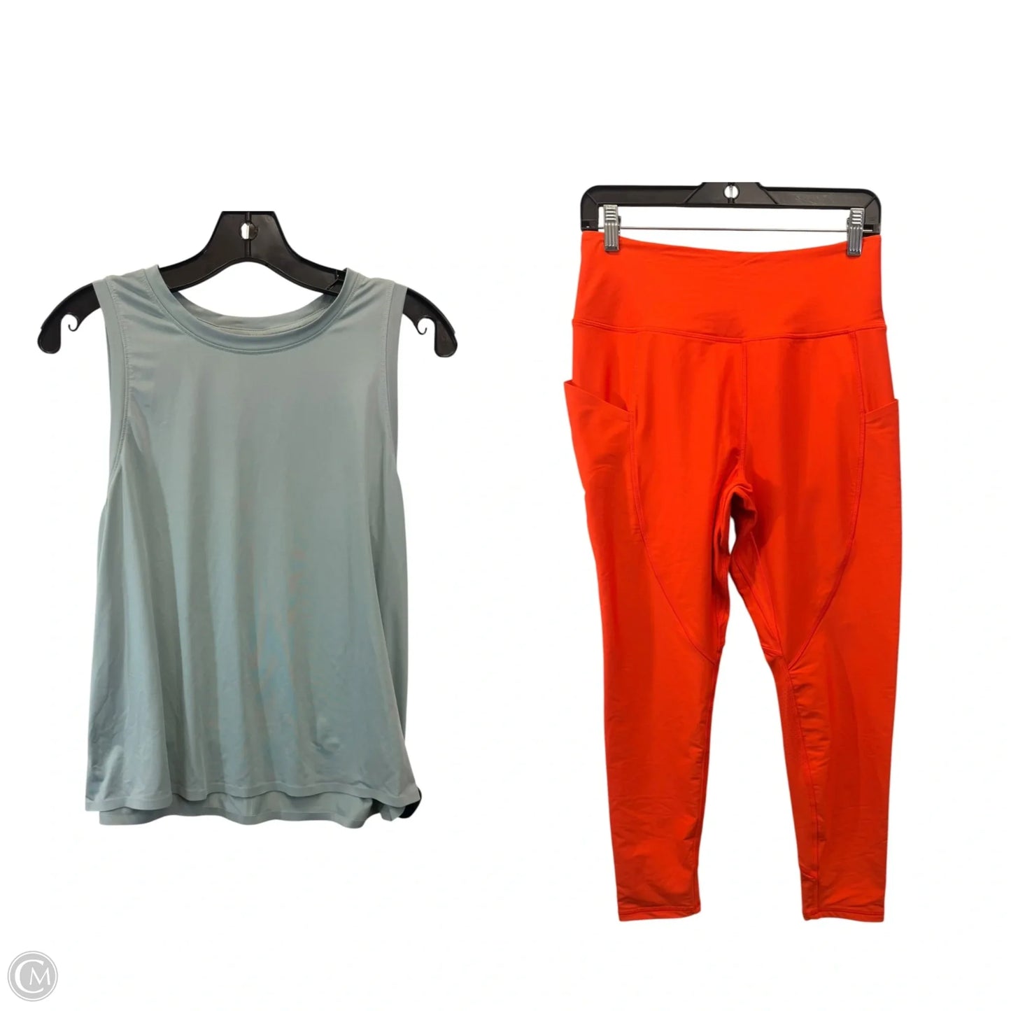 Athletic Pants 2pc By Peloton In Green & Orange, Size: L