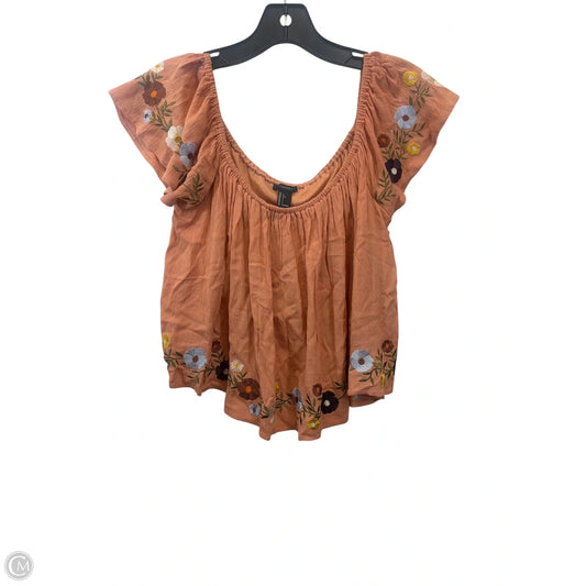 Top Short Sleeve By Forever 21 In Orange, Size: L