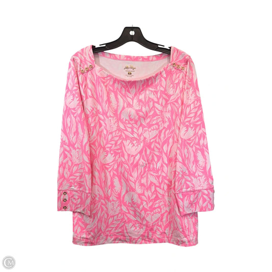 Top 3/4 Sleeve Designer By Lilly Pulitzer In Pink & White, Size: Xl