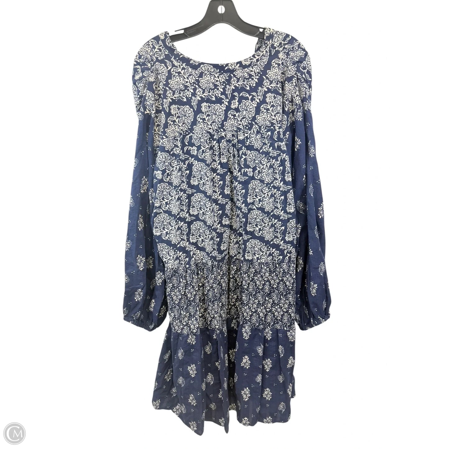 Dress Casual Short By Maeve In Blue & Cream, Size: 2x