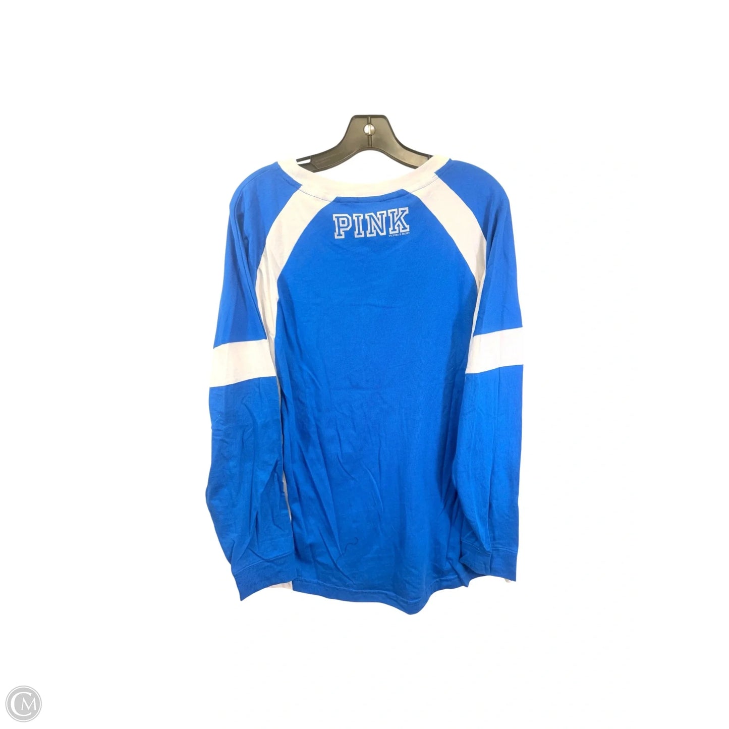 Athletic Top Long Sleeve Crewneck By Pink In Blue & White, Size: M