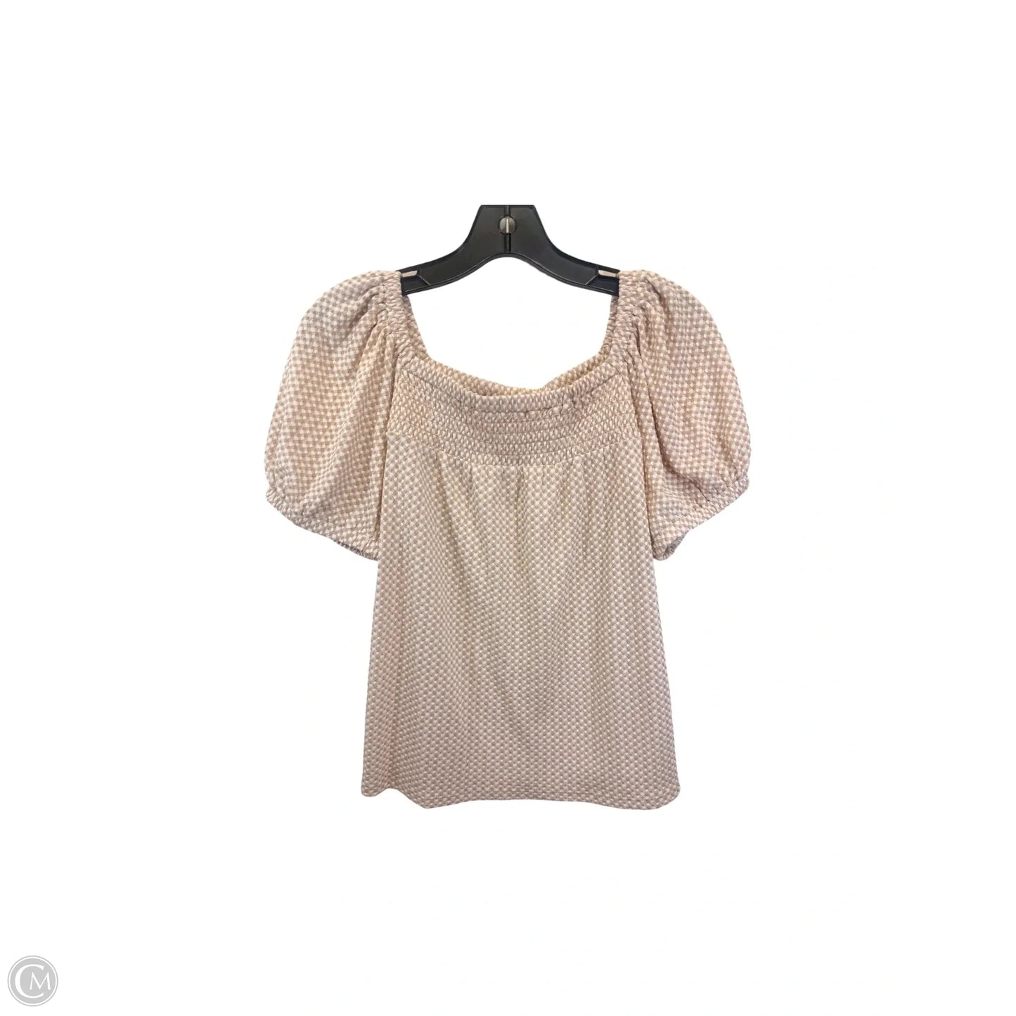 Top Short Sleeve By Loft In Tan & White, Size: M
