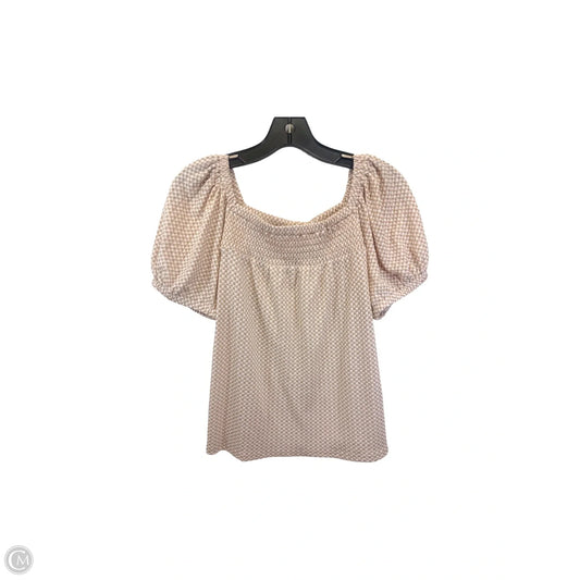 Top Short Sleeve By Loft In Tan & White, Size: M