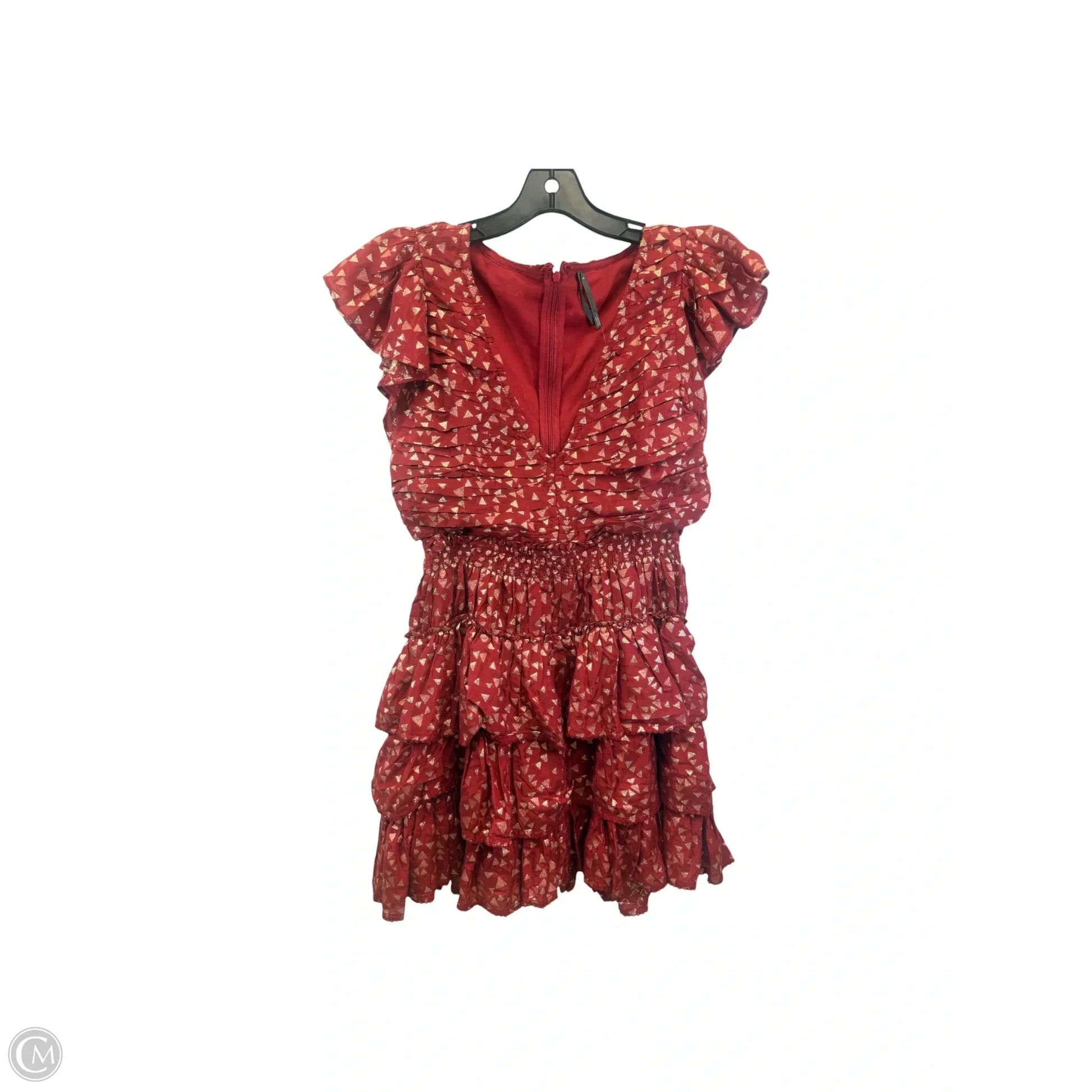 Dress Party Long By Anthropologie In Gold & Red, Size: M