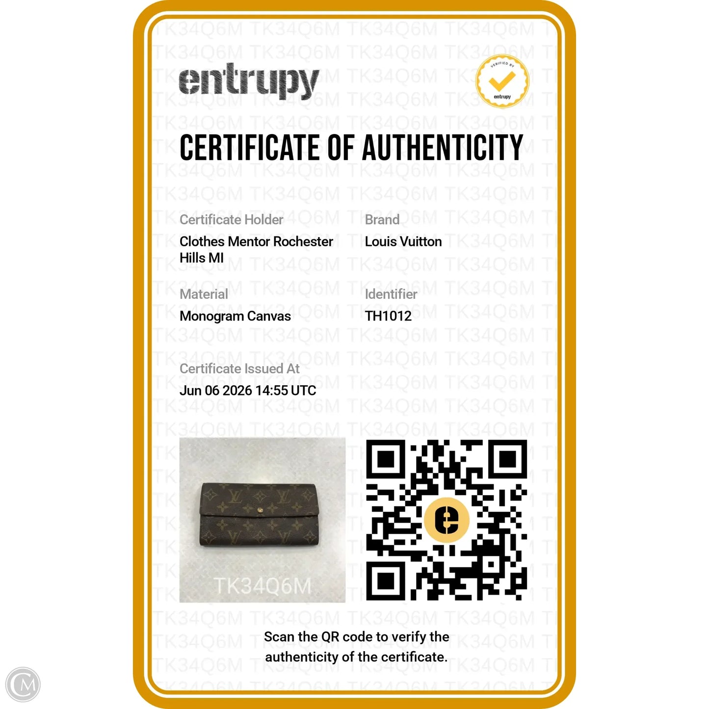 Wallet Luxury Designer By Louis Vuitton, Size: Medium