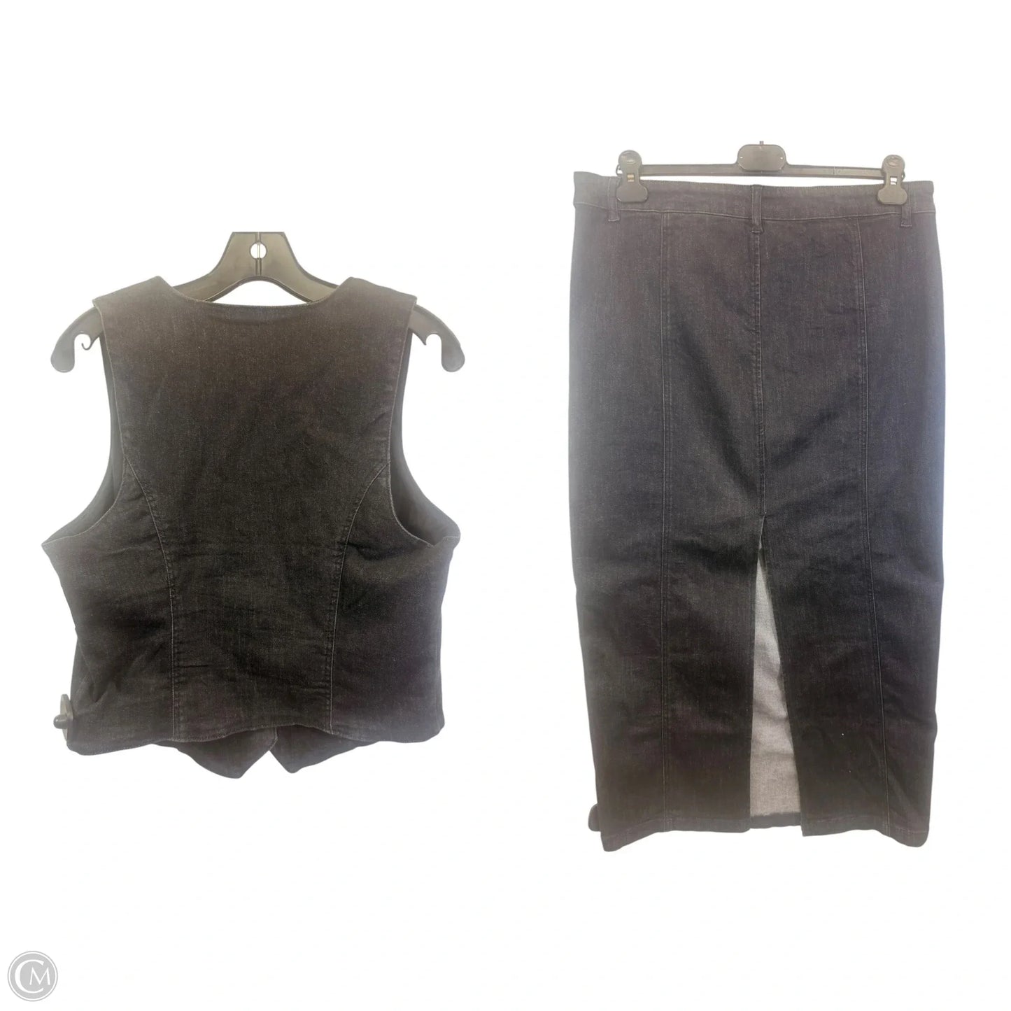 Skirt Set 2pc By Belle Vere In Black Denim, Size: L