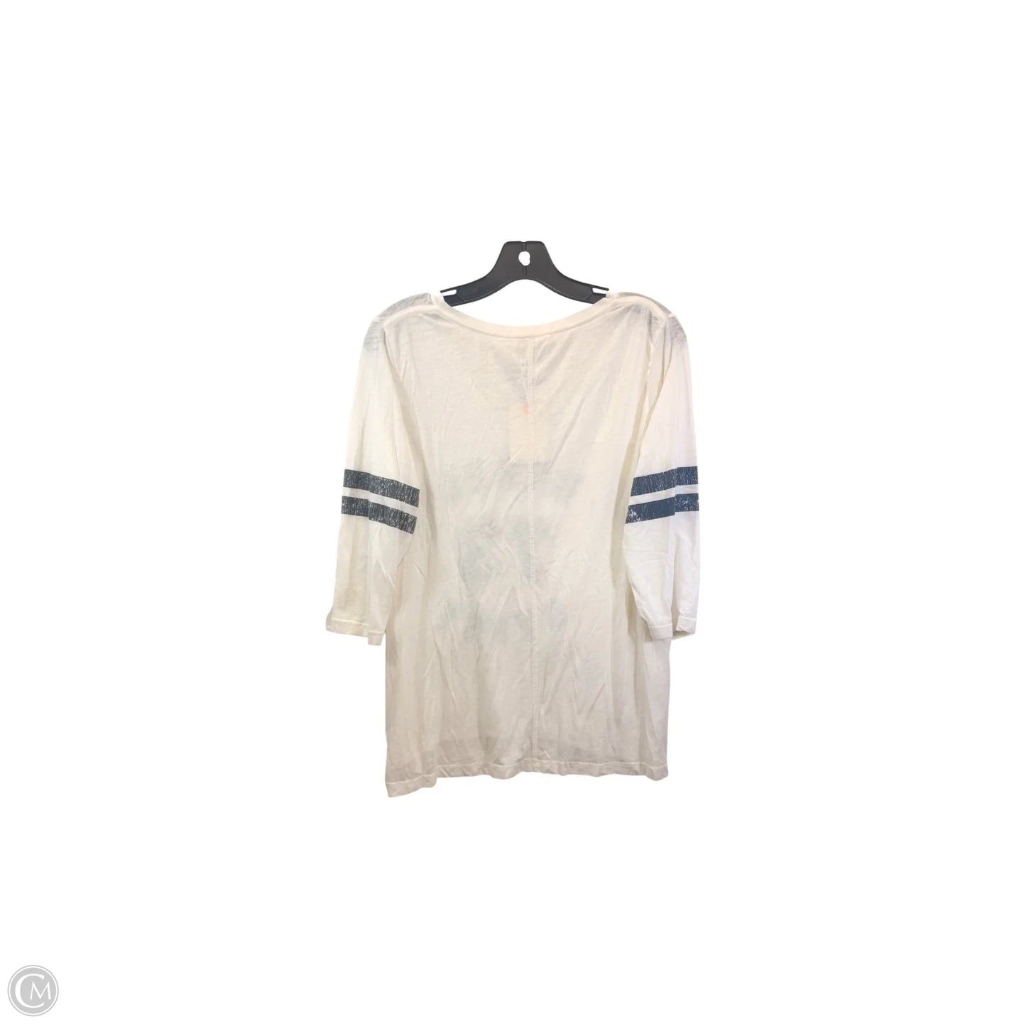 Top 3/4 Sleeve By Billabong In Black & Cream, Size: L